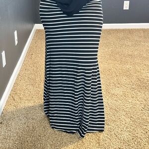 Black and White Striped Maxi Skirt